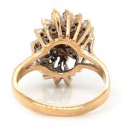 Glamorous 14ky YG Diamond Spiral Cluster Ring
