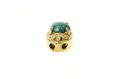 14K Yellow Gold Victorian Green Cabochon Slide Bracelet Charm/Pendant