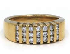 Elegant 14kt YG Channel Set Multi-Row Diamond Ring