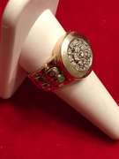 MENS 14K YELLOW AND WHITE GOLD DIAMOND RING