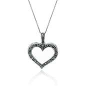 Sterling Silver & Marcasite Open Heart Pendant