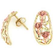 18K Gold over Sterling Silver Two-Tone Rose Half-Hoop Earrings