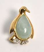 Fun Jade Penguin Brooch