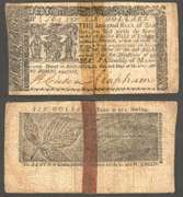 State of MARYLAND Scarce State Colonial Currency SIX DOLLARS Fine