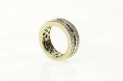 18K White Gold 1.81 Ctw 1940's Diamond Sapphire Eternity Band Ring