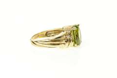 10K Yellow Gold Oval Classic Peridot Solitaire Statement Ring
