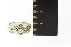 14K White Gold 0.59 Ctw Diamond Wavy Engagement Bridal Set RIng