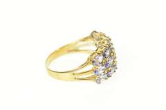 10K Yellow Gold Tiered Oval Tanzanite Squared Statement Ring