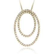 18K Gold over Sterling Silver CZ Double Oval Pendant