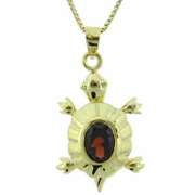 18K Gold over Sterling Silver 1.5ct Garnet Turtle Pendant