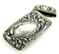 Antique Sterling Silver Repousse Match Safe
