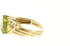 10K Yellow Gold Oval Classic Peridot Solitaire Statement Ring