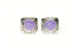 14K White Gold Squared Filigree 5.6mm Stud Enhancer Earring Jackets