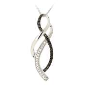 Sterling Silver Black Diamond Accent Ribbon Twist Necklace