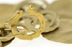 14K Yellow Gold Hammered Circle Geometric Designer Chain Bracelet