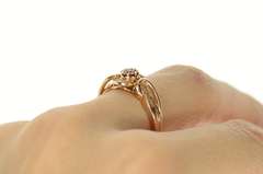 10K Rose Gold Orange Diamond Cluster Promise Engagement Ring