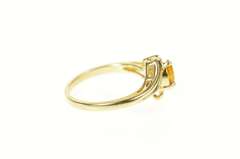 10K Yellow Gold Pear Citrine Diamond Accent Bypass Ring
