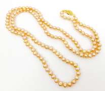 Long 30 Inch Strand of Pink Freshwater Pearls