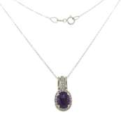Powerful White Gold Amethyst & Diamond Necklace