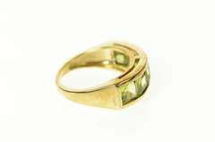 10K Yellow Gold Five Stone Princess Square Peridot Band Ring