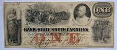 $ 1 Bank State Of South Carolina 1861  Note