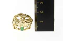 14K Yellow Gold Ornate 1960's Emerald Crab Cancer Zodiac Ring