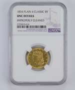 Unc Details 1834 $5.00 Classic Head Half Eagle - Plain 4 - NGC Graded