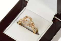 10K Rose Gold Classic Halo Criss Cross Engagement Setting Ring