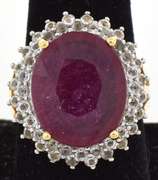 Enchanting Massive 10.00CTS Ruby & Topaz Ring in Vermeil