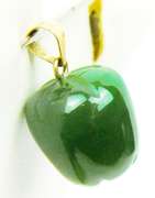Vintage 10K Green Jade Apple Pendant