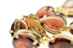 14K Yellow Gold Classic Oval Garnet Simple Statement Bracelet