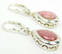 Sterling Rosy Pink Hardstone Drop Earrings