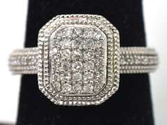 Sparkling Diamond Cluster Ring in Sterling Silver