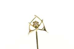 14K Yellow Gold Diamond Retro Wish Bone Lucky Symbol Stick Pin