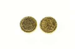 14K Yellow Gold Round Sparkly Brown Druzy Statement Stud Earrings