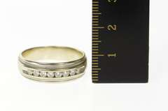 14K White Gold 0.48 Ctw Diamond Men's Ornate Wedding Band Ring