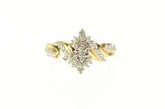 10K Yellow Gold Diamond Inset Retro Bypass Statement Ring