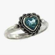 Sterling Silver Blue Topaz Vintage Heart Ring