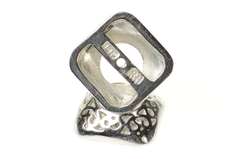 14K White Gold Squared Filigree 5.6mm Stud Enhancer Earring Jackets