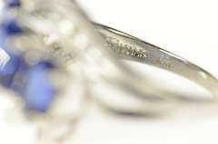 10K White Gold Three Stone Iolite Diamond Accent Bypass Ring