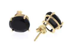 Lovely Yellow Gold Black Onyx Earrings
