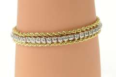 14K Yellow Gold 0.72 Ctw Diamond Rope Link Chain Tennis Bracelet