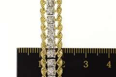 14K Yellow Gold 0.72 Ctw Diamond Rope Link Chain Tennis Bracelet