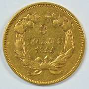Super Rare 1855 US $3 Gold Piece in near Mint condition