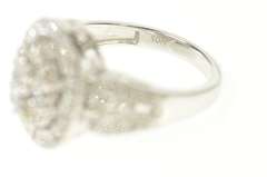 10K White Gold 1.05 Ctw Diamond Oval Halo Cluster Engagement Ring