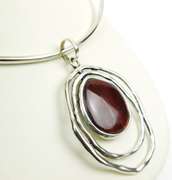 Large Sterling Fossilized Wood Pendant & Neckpiece