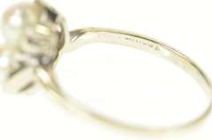 14K White Gold Diamond Two Pearl Ornate Classic Bypass Ring