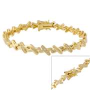 18K Gold over Sterling Silver CZ 'X' Patterned Tennis Bracelet