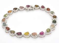 Fun Tourmaline & Diamond Bracelet in Sterling Silver