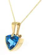 Charming Trillion Blue Topaz Yellow Gold Necklace
